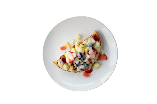 DEMI-GAUFRE AVEC FRUITS ET CRÉME ANGLAISE